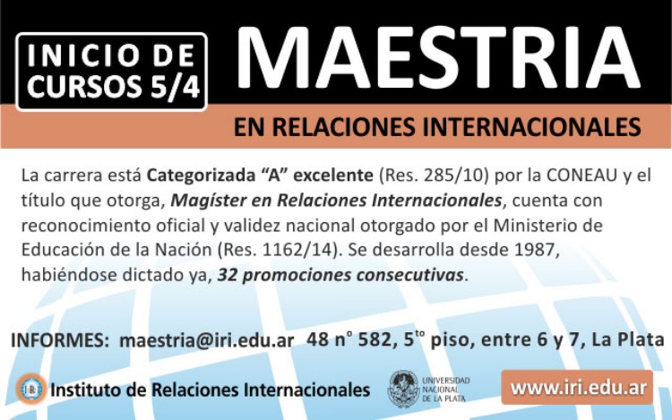 IRI La Plata: Maestría en Relaciones Internacionales